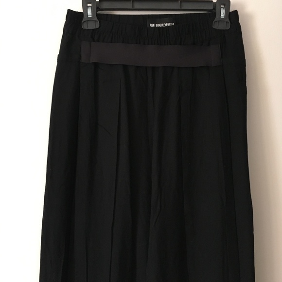 ANN DEMEULEMEESTER Black Wide Slit Leg Drapey Viscose Pants 34 - Picture 2 of 7